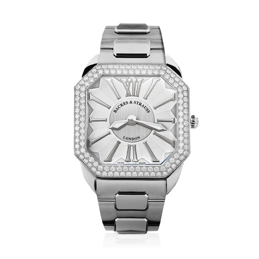 [W1.AM.D2R.ST.SP.WWR] Berkeley W1 Stainless Steel Watch White Dial With White Roman Numerals Diamond Bezel