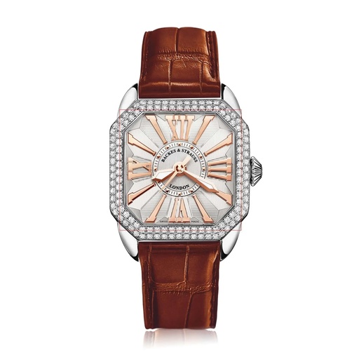 [BY33MAD2R.ST.SP.WRR] Berkeley 33 Stainless Steel Watch White Dial With Rose Roman Markers Diamond Bezel