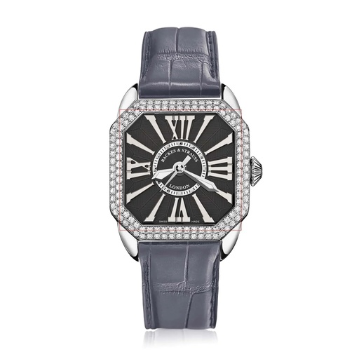 [BY33MAD2R.ST.SP.BWR] Berkeley 33 Stainless Steel Watch Black Dial With White Roman Markers Diamond Bezel