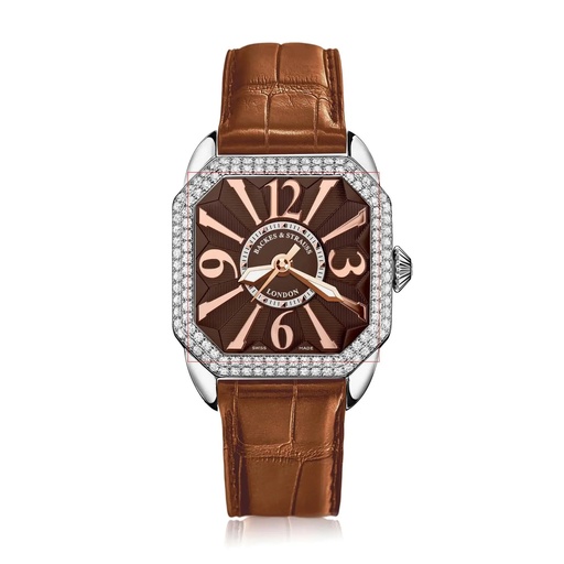 [BY33MAD2R.ST.SP.CHRA] Berkeley 33 Stainless Steel Watch Brown Dial With Rose Arabic Markers Diamond Bezel