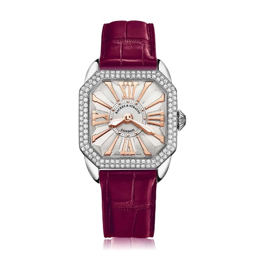 [BY29QZD2R.ST.SP.WRR] Berkeley 29 Stainless Steel Watch White Dial With Rose Roman Markers Diamond Bezel