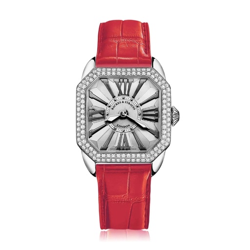 [BY29QZD2R.ST.SP.WBR] Berkeley 29 Stainless Steel Watch White Dial With Black Roman Markers Diamond Bezel