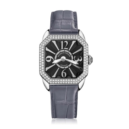 [BY29QZD2R.ST.SP.BWA] Berkeley 29 Stainless Steel Watch Black Dial With White Arabic Markers Diamond Bezel