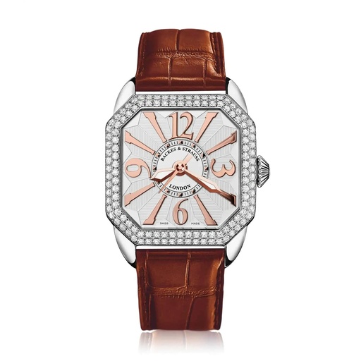 [BY37MAST.D2R.ST.SP.WRA] Berkeley 37 Stainless Steel Watch White Dial With Rose Arabic Markers Diamond Bezel