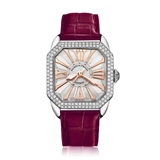 [BY37MAST.D2R.ST.SP.WRR] Berkeley 37 Stainless Steel Watch White Dial With Rose Roman Markers Diamond Bezel