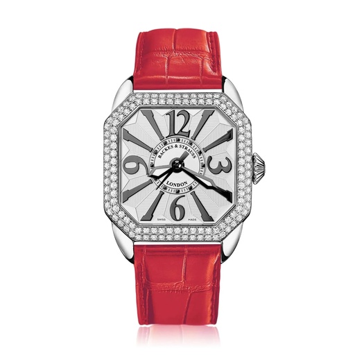 [BY37MAST.D2R.ST.SP.WBA] Berkeley 37 Stainless Steel Watch White Dial With Black Arabic Markers Diamond Bezel