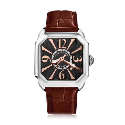 [BY40MA.ST.BRA] Berkeley Stainless Steel Watch Black Dial With Rose Arabic Markers