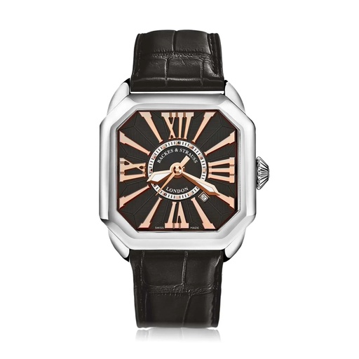 [BY40MA.ST.BRR] Berkeley Stainless Steel Watch Black Dial With Rose Roman Markers