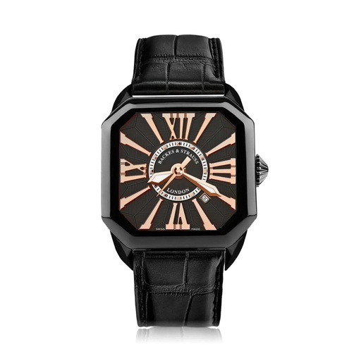 [BY40MABK.STEEL.BRR] Berkeley Black Steel Watch Black Dial With Rose Roman Markers