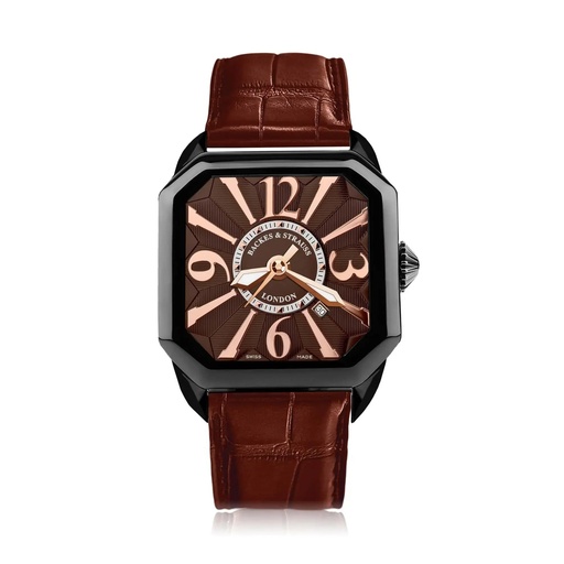 [BY40MABK.STEEL.CHRA] Berkeley Black Steel Watch Brown Dial With Rose Arabic Markers