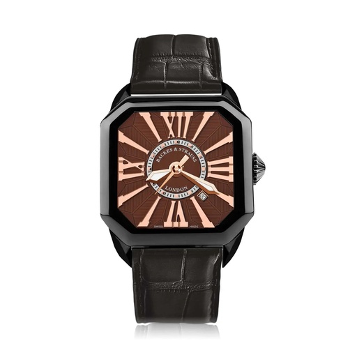 [BY40MABK.STEEL.CHRR] Berkeley Black Steel Watch Brown Dial With Rose Roman Markers