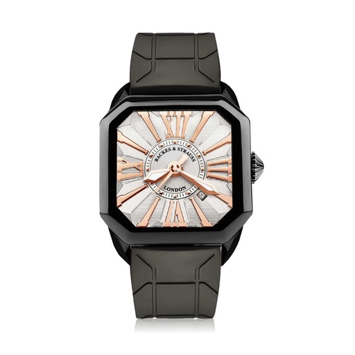 [BY40MABK.STEEL.WRR.BB] Berkeley Black Steel Watch White Dial With Rose Roman Markers
