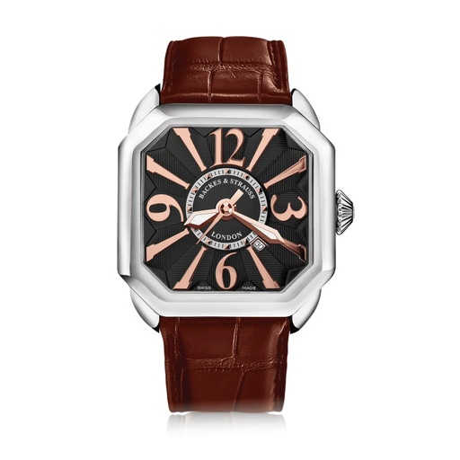 [BY43MA.ST.BRA] Berkeley Stainless Steel Watch Black Dial With Rose Arabic Markers