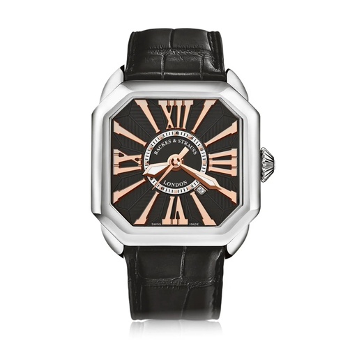 [BY43MA.ST.BRR] Berkeley Stainless Steel Watch Black Dial With Rose Roman Markers