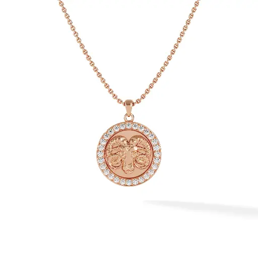 [ZODIAC.ARIES.DIA.18K#7] Aries Zodiac Pendant - Pave Diamond 