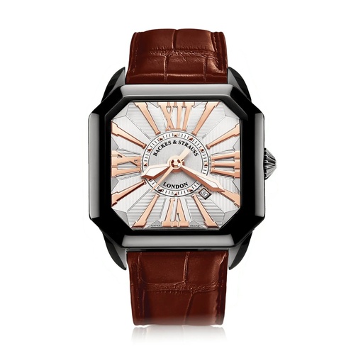 [BY43MABK.STEEL.WRR] Berkeley Black Steel Watch White Dial With Rose Roman Markers