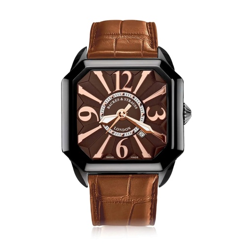 [BY43MABK.STEEL.CHRA] Berkeley Black Steel Watch Brown Dial With Rose Arabic Markers