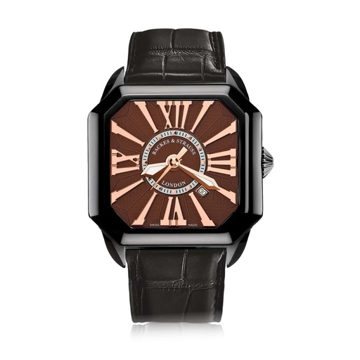 [BY43MABK.STEEL.CHRR] Berkeley Black Steel Watch Brown Dial With Rose Roman Markers