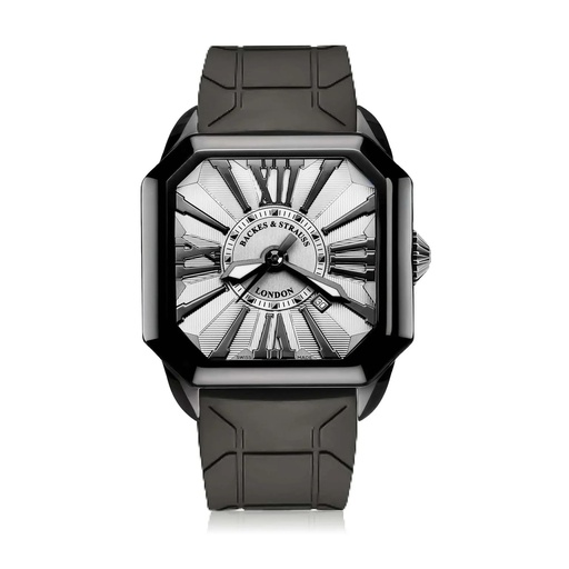 [BY43MABK.STEEL.WBR.RUB.BLACK] Berkeley Black Steel Watch Black Rubber Strap Dial With White Markers