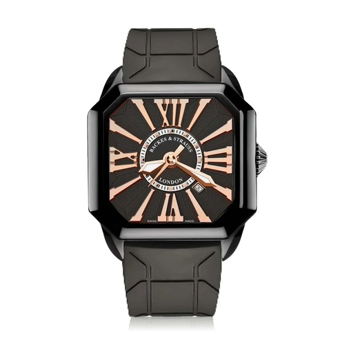 [BY43MABK.STEEL.BRR.RUB.BLACK] Berkeley Black Steel Watch Black Rubber Strap Dial With Black Markers