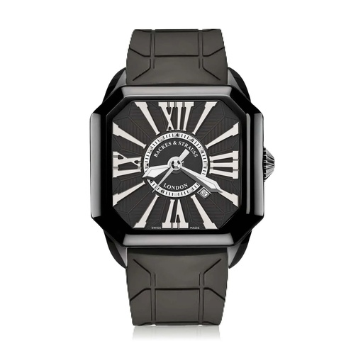 [BY43MABK.STEEL.BWR.RUB.BLACK] Berkeley Black Steel Watch Black Rubber Strap Dial With Black Markers