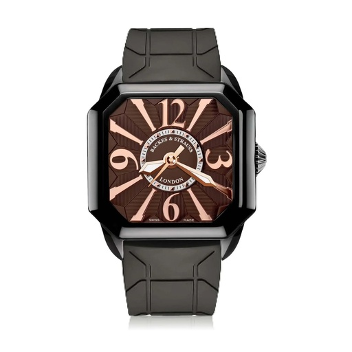 [BY43MABK.STEEL.CHRA.RUB.BLACK] Berkeley Black Steel Watch Black Rubber Strap Dial With Brown Markers