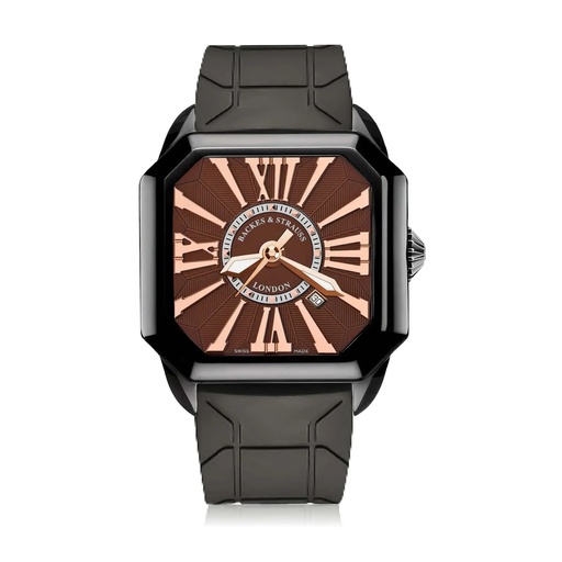 [BY43MABK.STEEL.CHRR.RUB.BLACK] Berkeley Black Steel Watch Black Rubber Strap Dial With Brown Markers