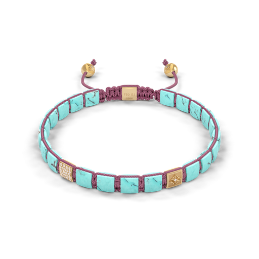 [D253996] Shamballa Jewels - Yellow Gold White Diamond & Turquoise 6mm Lock Bracelet
