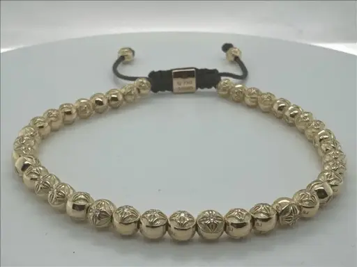[D252553] Shamballa Jewels - Yellow Gold White Diamond 4mm Non-Braided Bracelet