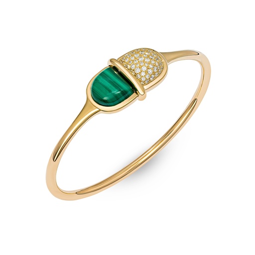 [Amrita Round Bangle In Malachite And Diamonds#7988] Amrita Round Bangle In Malachite And Diamonds