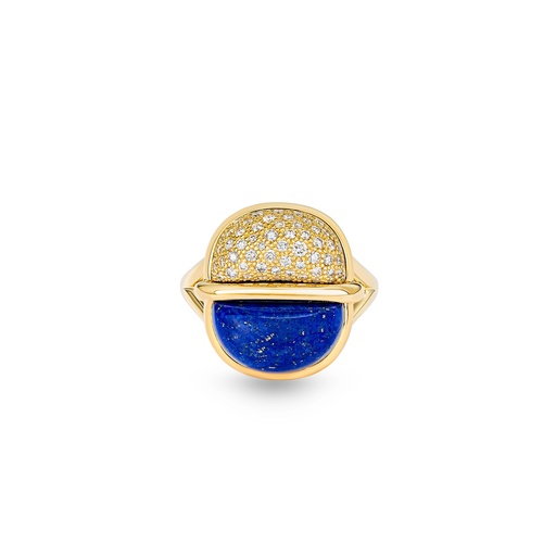 [Amrita Small Round Ring In Lapis Lazuli And Diamonds#7989] Amrita Small Round Ring In Lapis Lazuli And Diamonds
