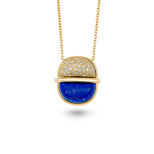 [Amrita Small Round Necklace In Lapis Lazuli With Diamonds#7990] Amrita Small Round Necklace In Lapis Lazuli With Diamonds