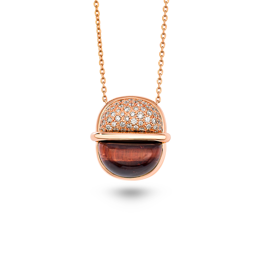 [Amrita Small Round Necklace In Red Tiger'S Eye And Diamonds#7992] Amrita Small Round Necklace In Red Tiger'S Eye And Diamonds