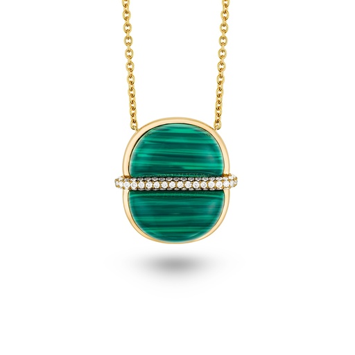 [Amrita Round Necklace In Malachite#7998] Amrita Round Necklace In Malachite