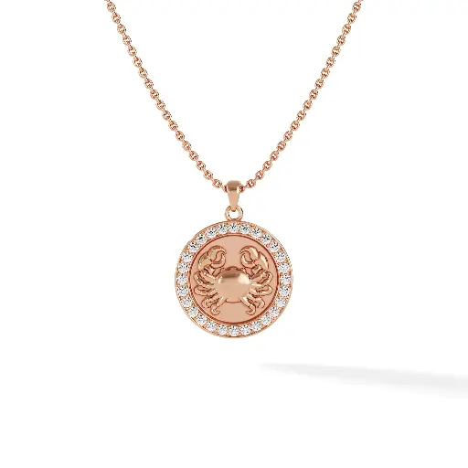 [ZODIAC.CANCER.DIA.18K#8] Cancer Zodiac Pendant - Pave Diamond