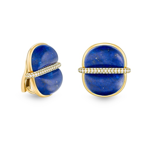 [Amrita Round Earrings In Lapis Lazuli#8001] Amrita Round Earrings In Lapis Lazuli