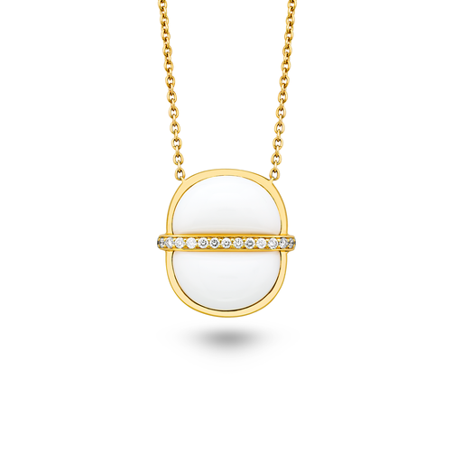 [Amrita Small Round Necklace In White Ceramic#8008] Amrita Small Round Necklace In White Ceramic