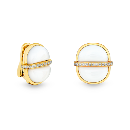[Amrita Small Round Earrings In White Ceramic#8009] Amrita Small Round Earrings In White Ceramic