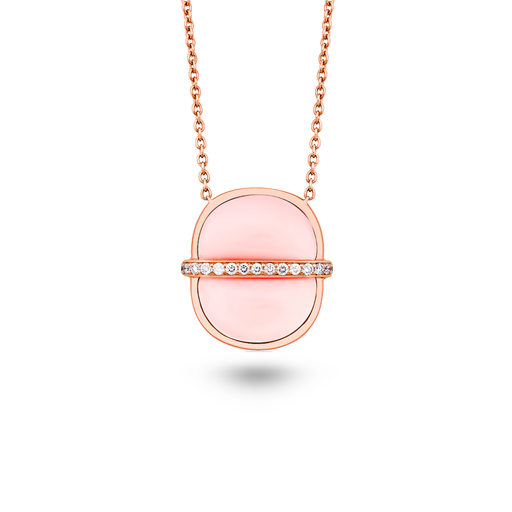 [Amrita Small Round Necklace In Pink Opal#8011] Amrita Small Round Necklace In Pink Opal