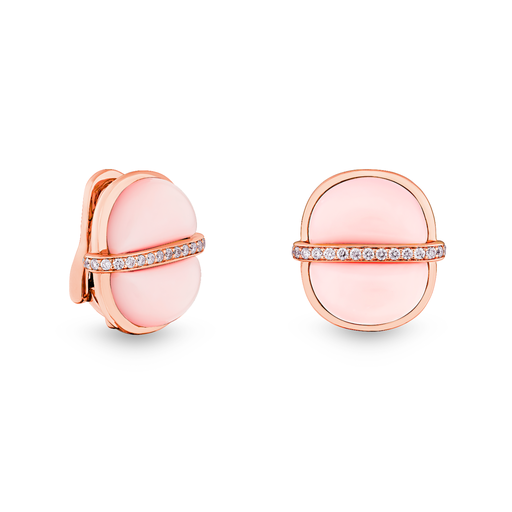 [Amrita Small Round Earrings In Pink Opal#8012] Amrita Small Round Earrings In Pink Opal