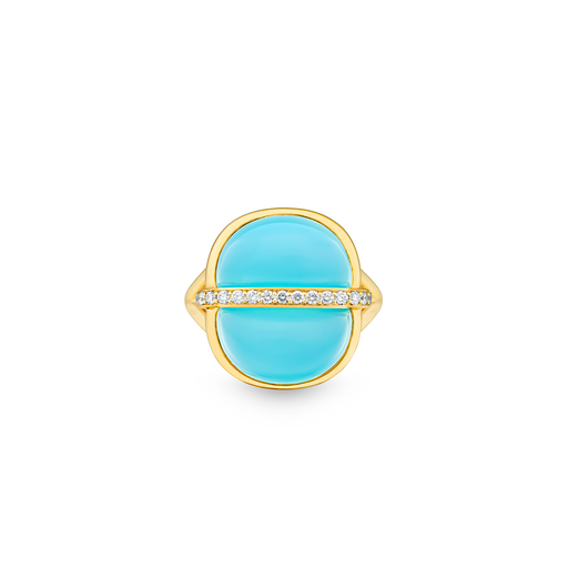 [Amrita Small Round Ring In Sea Blue Chalcedony#8013] Amrita Small Round Ring In Sea Blue Chalcedony