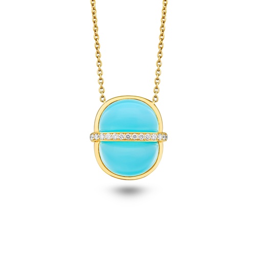 [Amrita Small Round Necklace In Sea Blue Chalcedony#8014] Amrita Small Round Necklace In Sea Blue Chalcedony