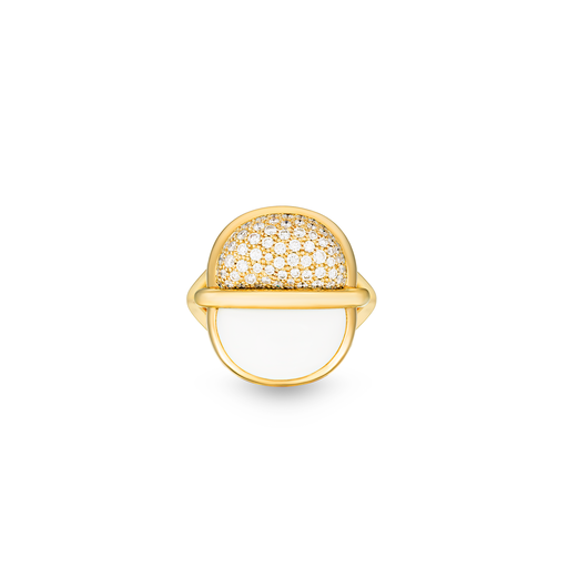 [Amrita Small Round Ring In White Ceramic And Diamonds#8016] Amrita Small Round Ring In White Ceramic And Diamonds