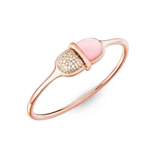 [Amrita Round Bangle In Pink Opal And Diamonds#8023] Amrita Round Bangle In Pink Opal And Diamonds