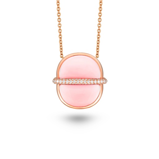 [Amrita Round Necklace In Pink Opal#8030] Amrita Round Necklace In Pink Opal