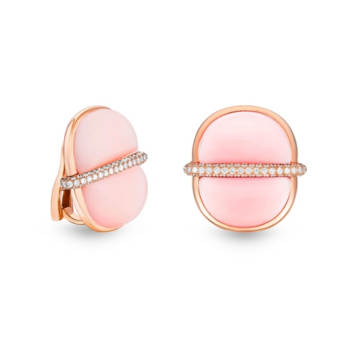 [Amrita Round Earrings In Pink Opal#8031] Amrita Round Earrings In Pink Opal