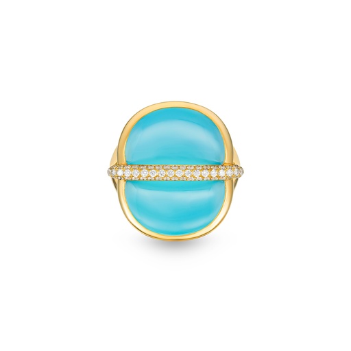 [Amrita Round Ring In Sea Blue Chalcedony#8033] Amrita Round Ring In Sea Blue Chalcedony