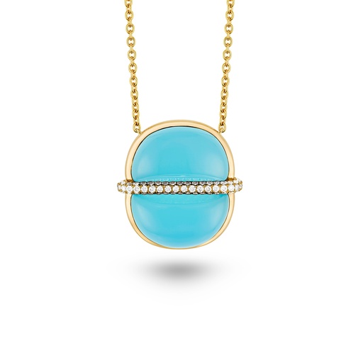 [Amrita Round Necklace In Sea Blue Chalcedony#8034] Amrita Round Necklace In Sea Blue Chalcedony