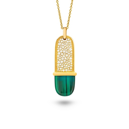 [Amrita Long Tag Necklace With Malachite#8043] Amrita Long Tag Necklace With Malachite