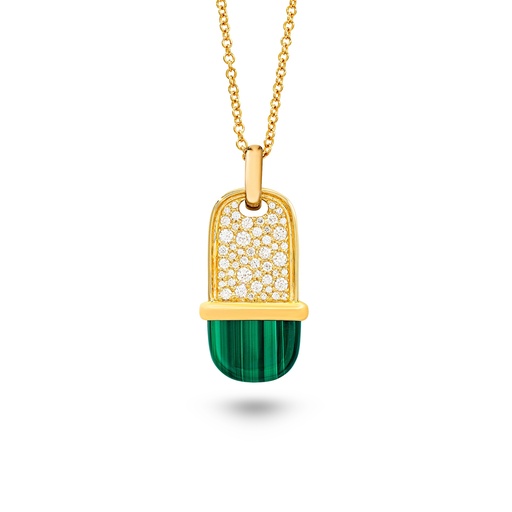 [Amrita Small Tag Necklace In Malachite And Diamonds#8047] Amrita Small Tag Necklace In Malachite And Diamonds